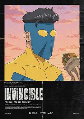 Invincible Poster with Character Eating Burger