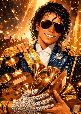 Michael Jackson with Grammy Awards