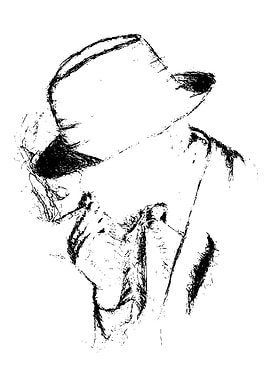 Sketch of a person in a hat