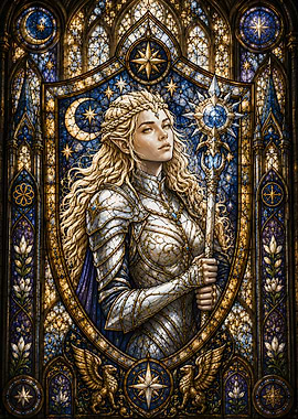 Stained Glass Elf Warrior