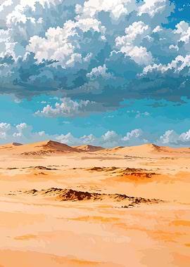 Desert Dunes Under a Cloudy Sky