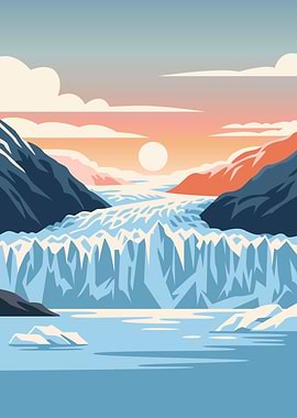 Glacier at Sunset