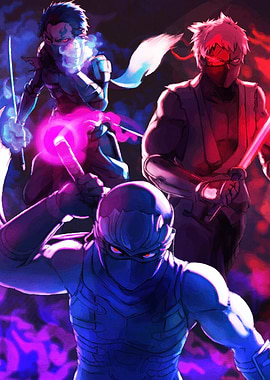 Three Ninjas with Glowing Weapons