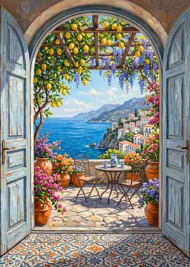 Italian Terrace Overlooking the Sea