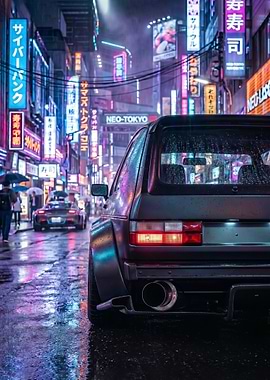 Cyberpunk Neo-Tokyo Car mk1 classic poster