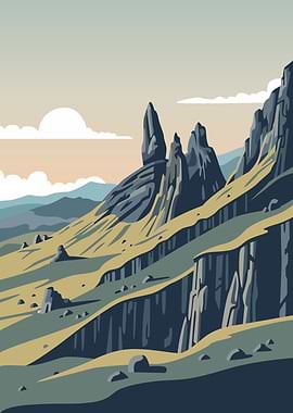 Jagged Rock Mountain Landscape