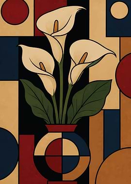 Calla Lilies in Geometric Vase