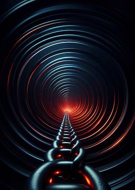 Chain leading into a glowing tunnel
