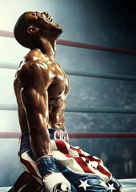 Boxer Adonis Creed in victory pose