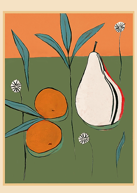 Abstract Pear and Orange Art
