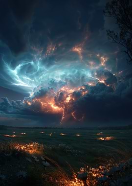 Stormy Sky Over a Field