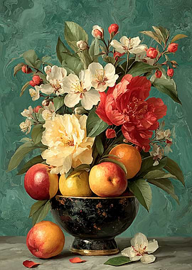 Floral and Fruit Still Life Painting