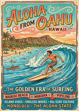 Aloha From Oahu Vintage Poster