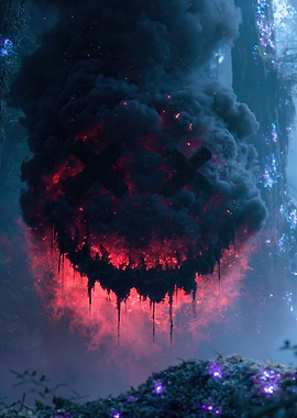 Fiery Skull Smoke Cloud