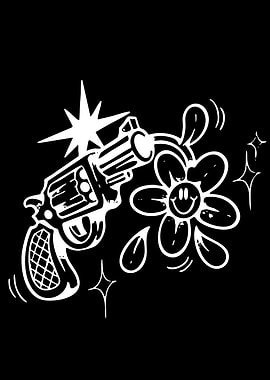 Revolver and Smiley Flower