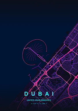 Dubai City Map Art
