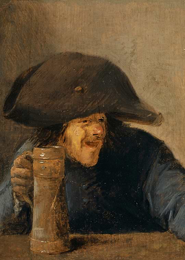 Man with Beer Mug and Hat