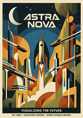 Retro-Futurist Space City Poster