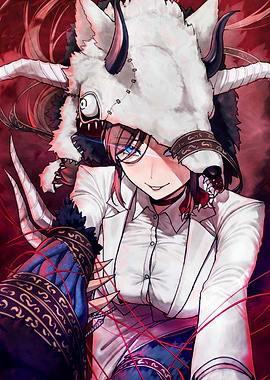 Anime Girl in Wolf Mask and Suit