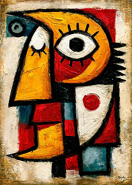 Primitive Cubist Dreamer Bold Abstract Wall Art