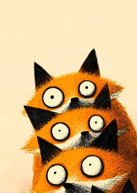 Stack of Googly-Eyed Foxes