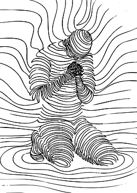 Figure Praying with Abstract Lines