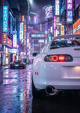 Cyberpunk Neo-Tokyo supra mk4 Car Scene
