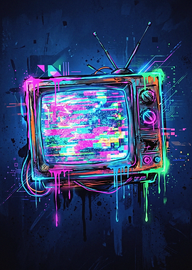 Retro TV with Glitch Screen