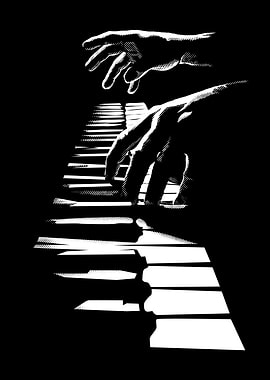 Hands Playing Piano in Dramatic Light