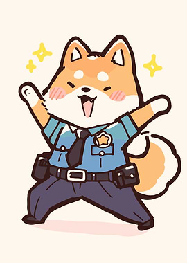 Cute Shiba Inu Police Officer