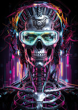 Cyberpunk Skeleton with VR Goggles