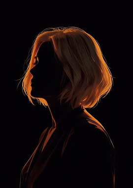 Silhouette of a woman with golden light