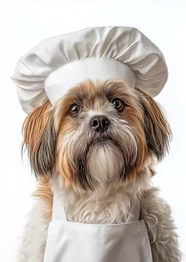 Chef Lhasa Apso Dog in Uniform