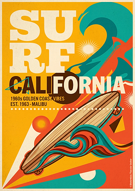 Surf California Vintage Poster