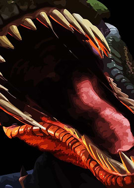 Close-up of a Monster's Open Mouth