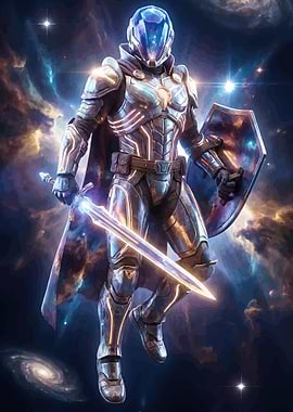 Cosmic Knight with Sword and Shield