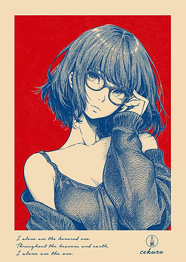 Anime Girl with Glasses and Quote