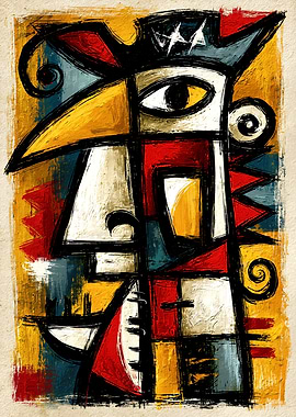 Primitive Cubist Pirate Bold Abstract Wall Art