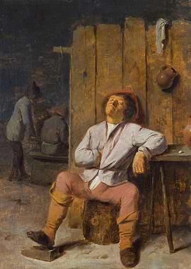 Man Sleeping in a Tavern