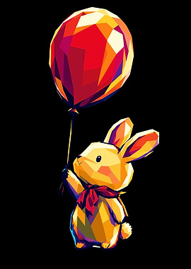 Cute Bunny Holding a Balloon