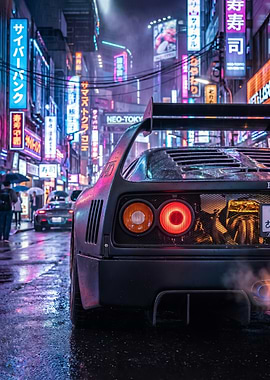 Cyberpunk ferrari f40 Car in Neon City