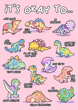 Cute Dinosaurs with Inspirational Messages