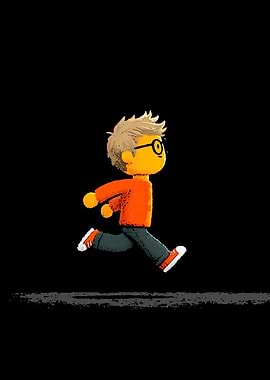 Cartoon boy running with glasses