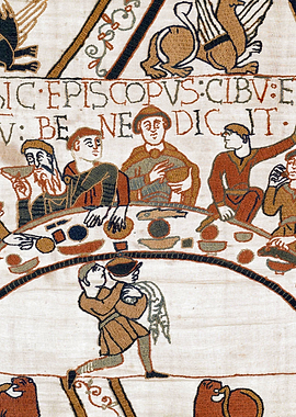 The Bishop Blesses the Food and Drink Bayeux Tapestry Scene 43