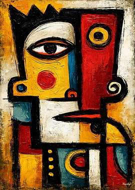 Primitive Cubist King Bold Abstract Wall Art