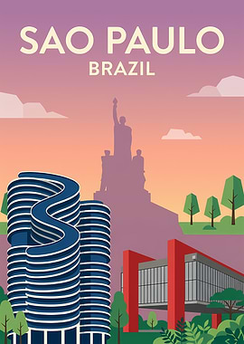 Sao Paulo Brazil Travel Poster