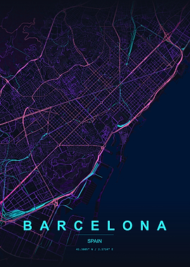 Barcelona City Map Poster