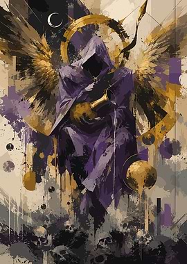 Grim Reaper with Golden Wings and Horn