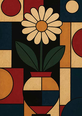 Geometric Daisy in a Vase
