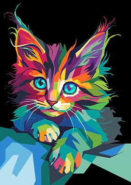 Colorful Geometric Cat Portrait